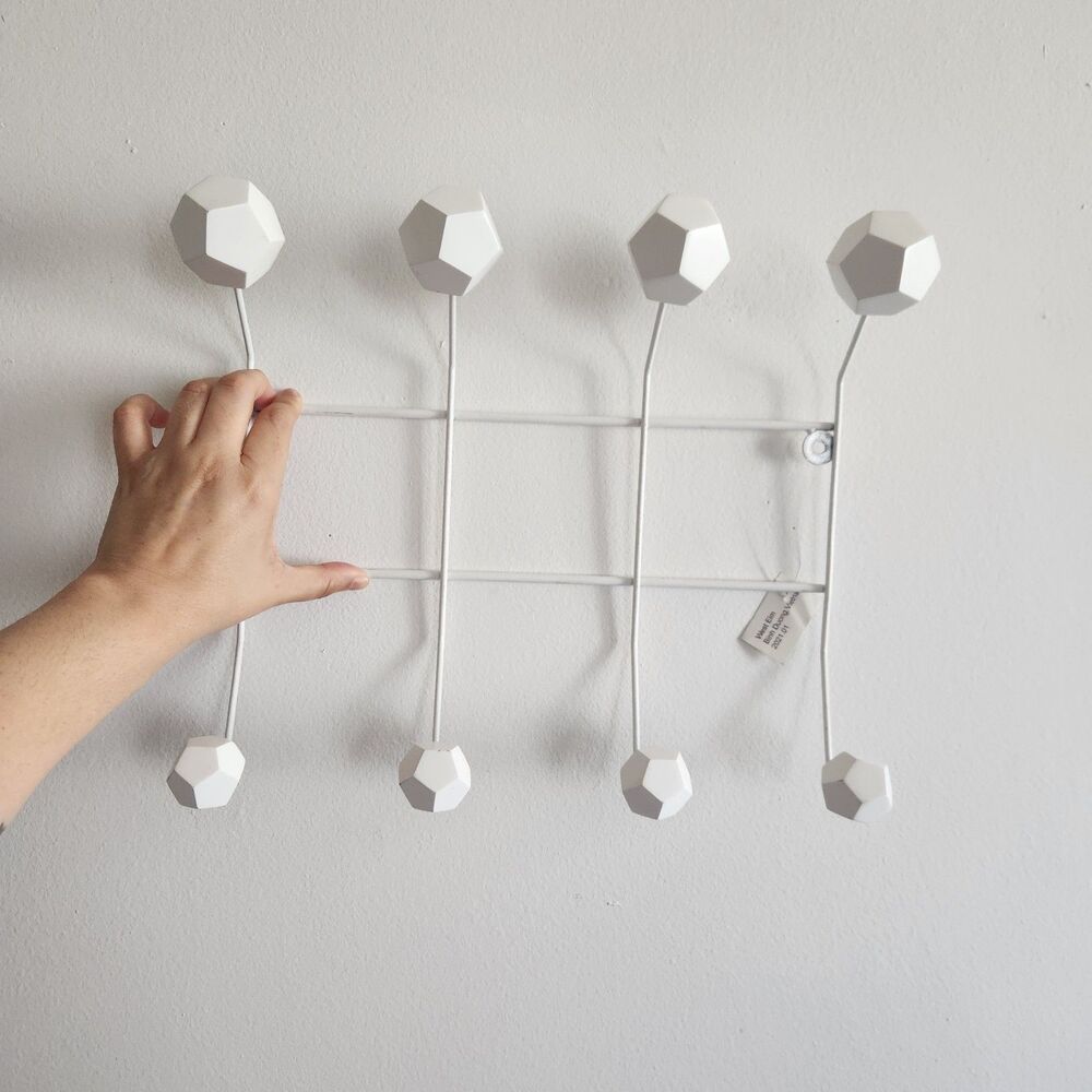 West Elm white metal set of 2 wall hanger hook geometric artsy abstract